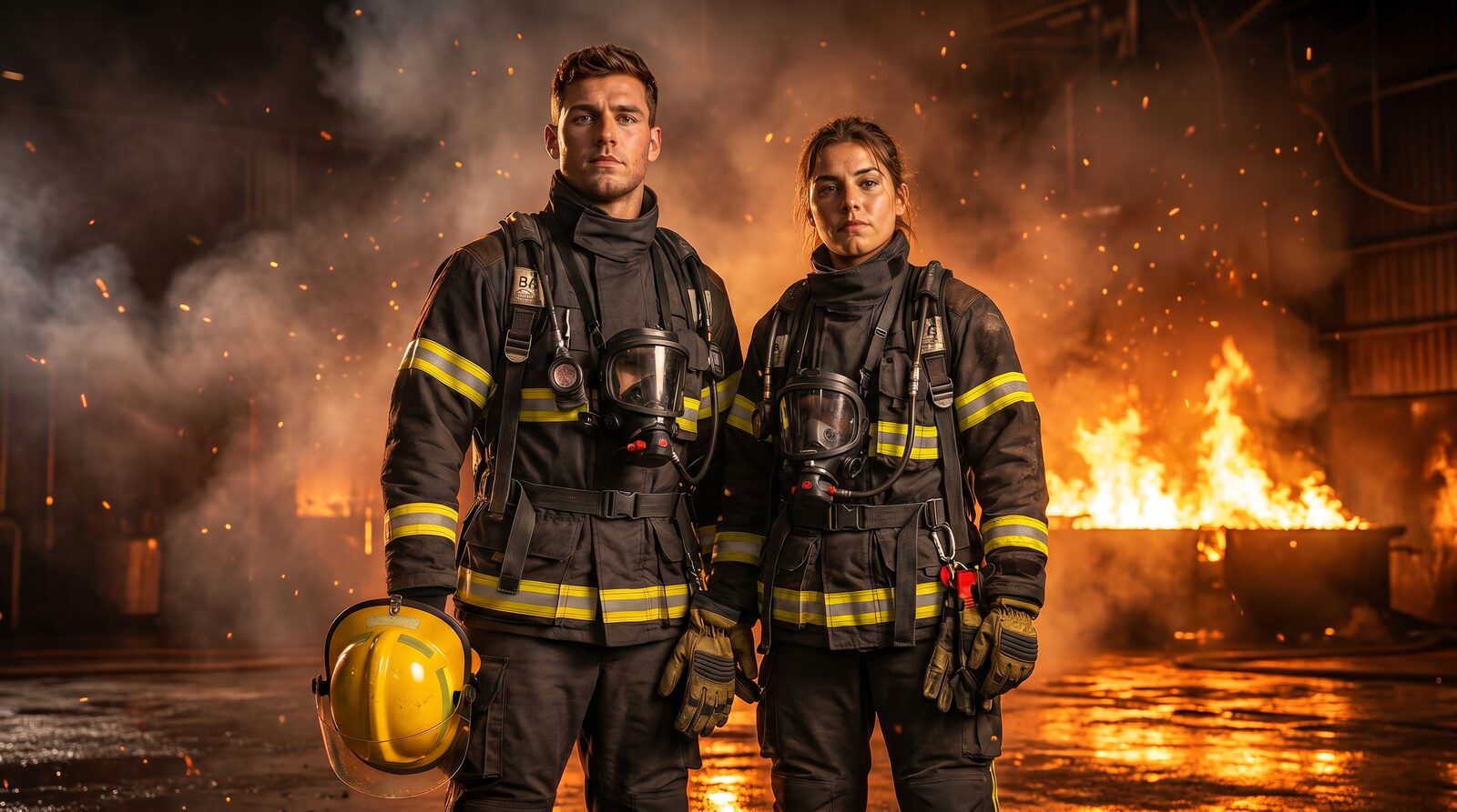 The same two applicants revealed as firefighters in turnout gear